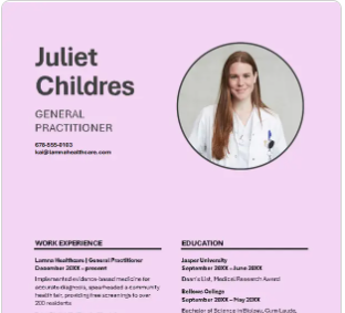 Simple healthcare resume