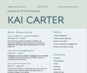 Modern traditional professional resume